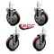 Service Caster 5'' Maroon Poly Wheel Swivel 7/16'' Grip Ring Stem Caster Set 2 Brakes, 4PK SCC-GR20S514-PPUB-MRN-TLB-716138-2S2 - alternate 4